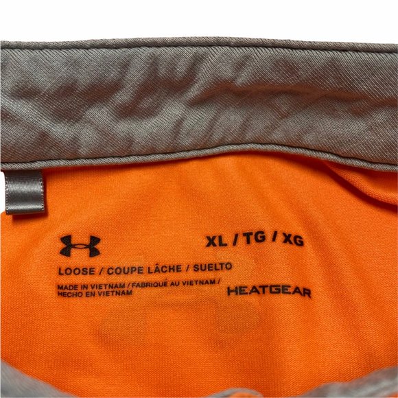 Under Armour Heat Gear Mens Activewear Polo Shirt Gray Colorblock Loose XL - Picture 6 of 6
